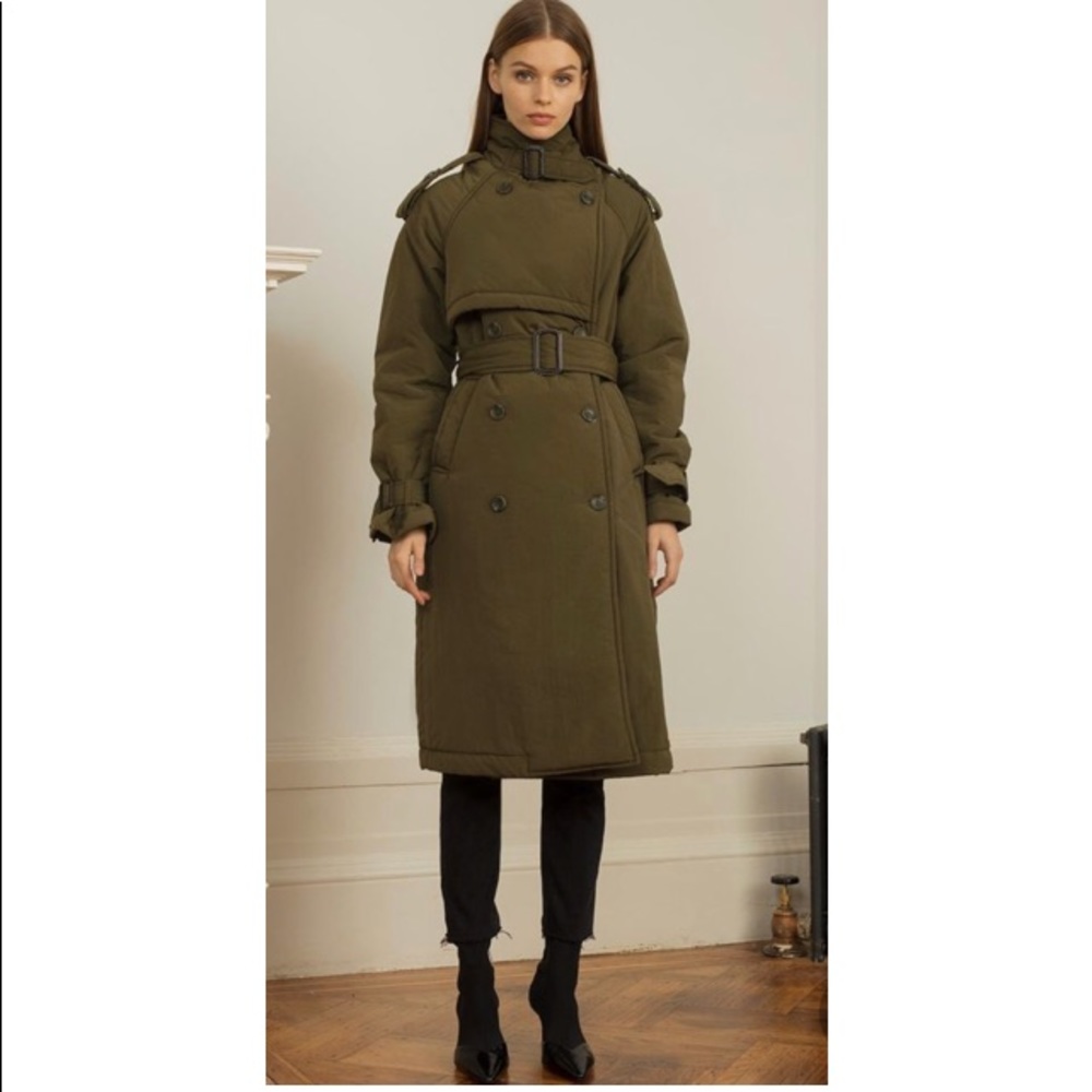 Pixie Market BLACK Nylon Puff Trench Coat